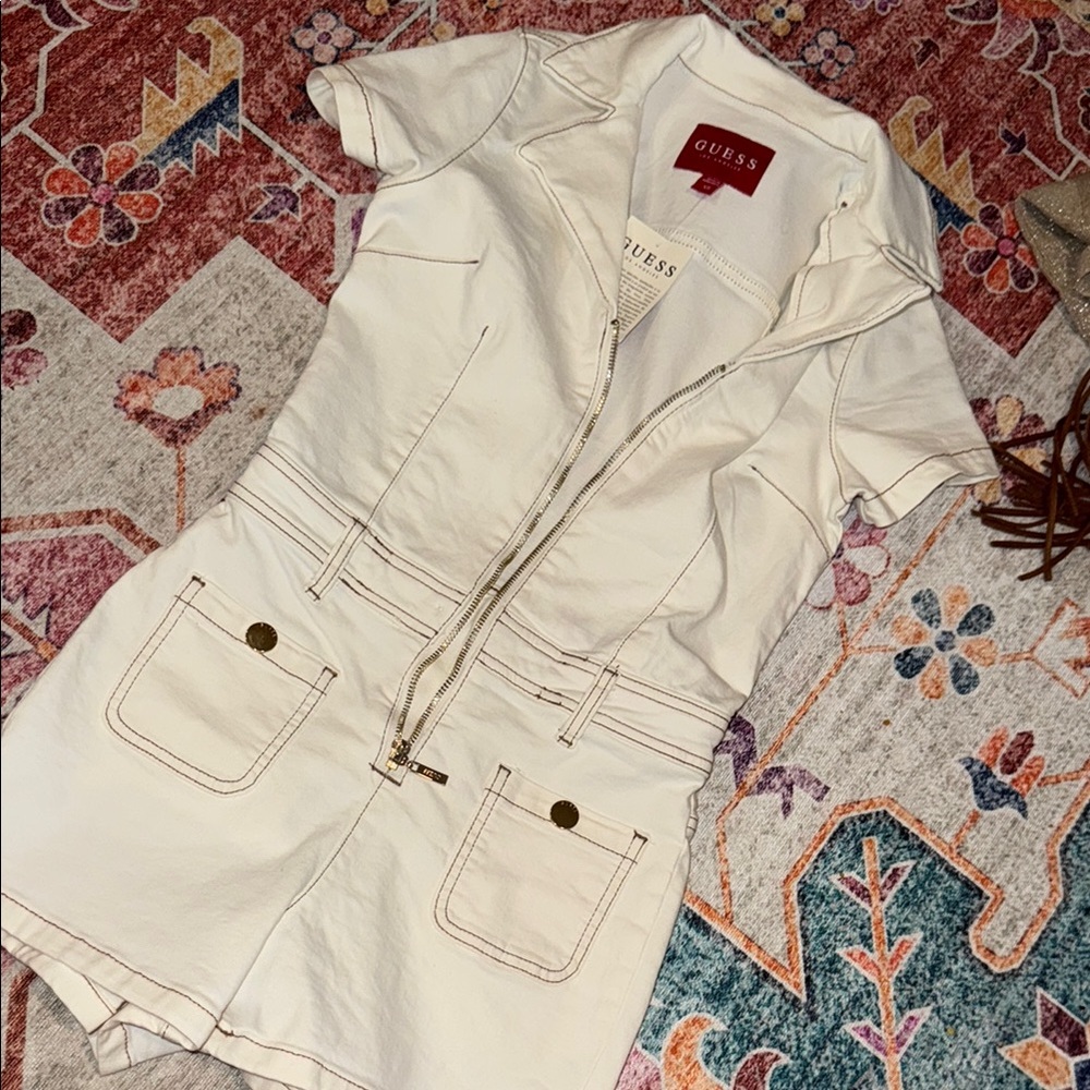 Guess White Utility Vest Jacket